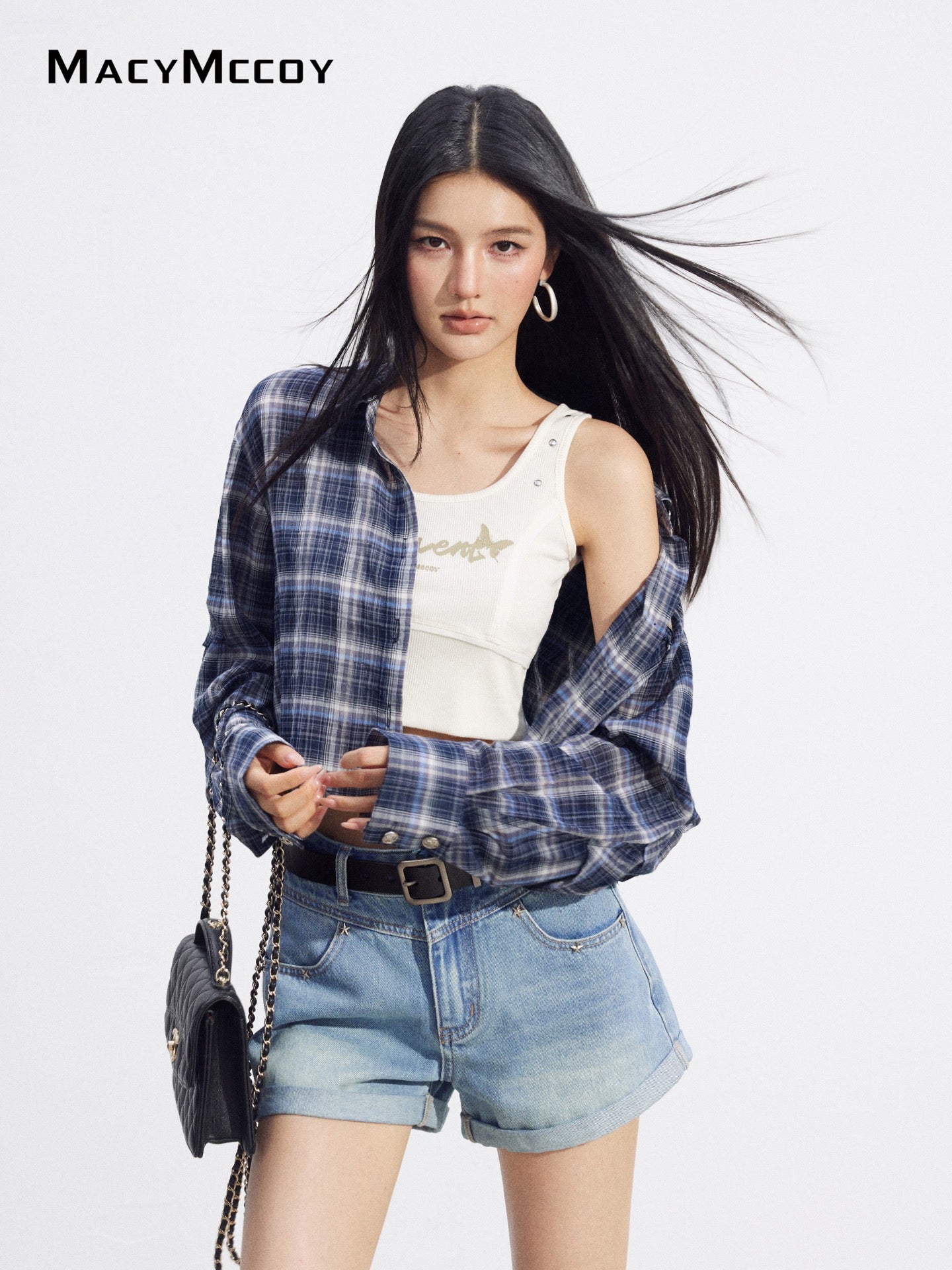 MacyMccoy MMC2026092 Cropped Plaid UV Shirt