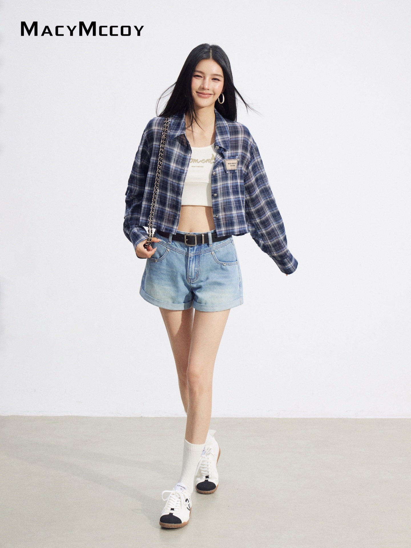 MacyMccoy MMC2026092 Cropped Plaid UV Shirt