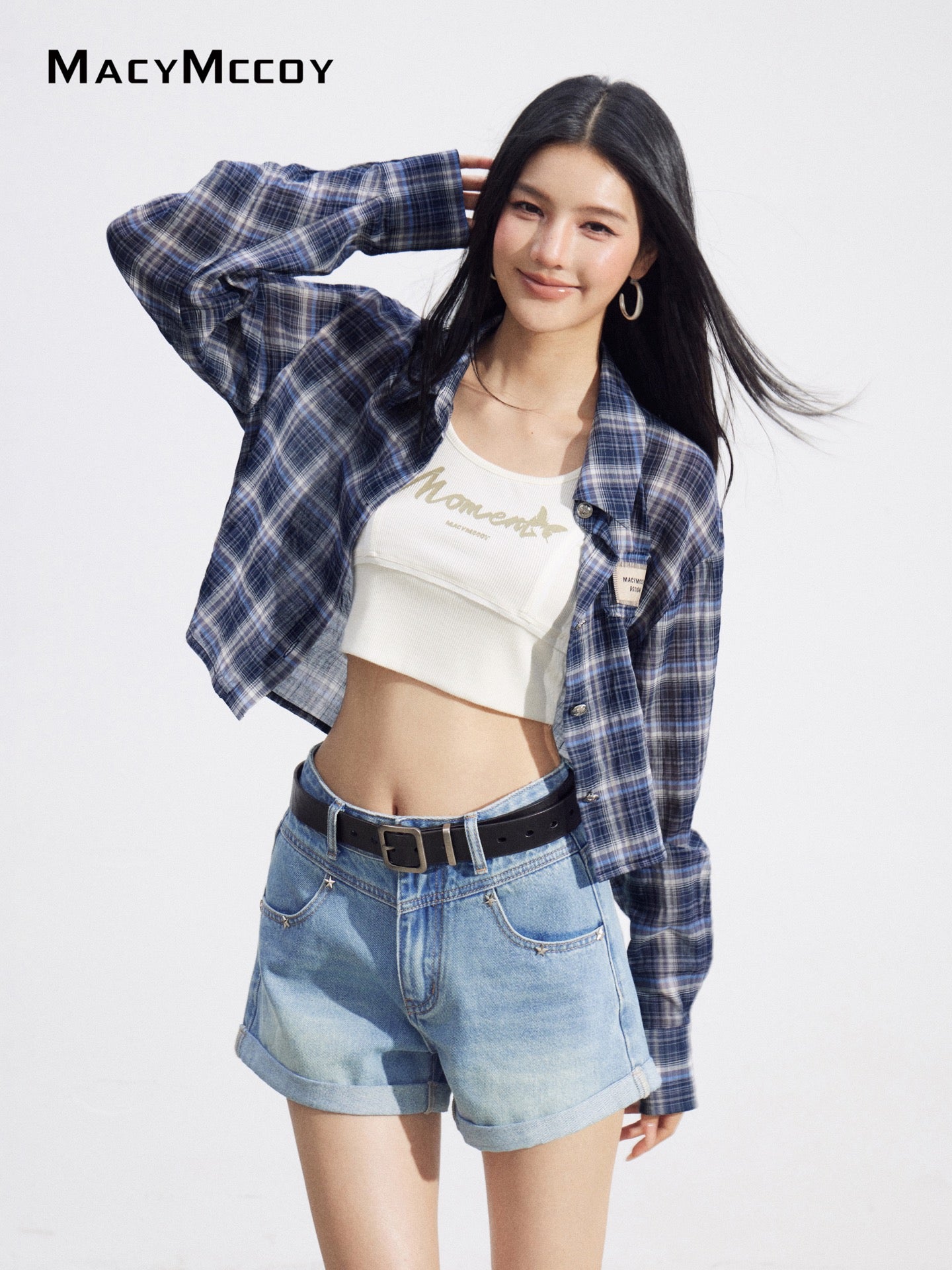 MacyMccoy MMC2026092 Cropped Plaid UV Shirt