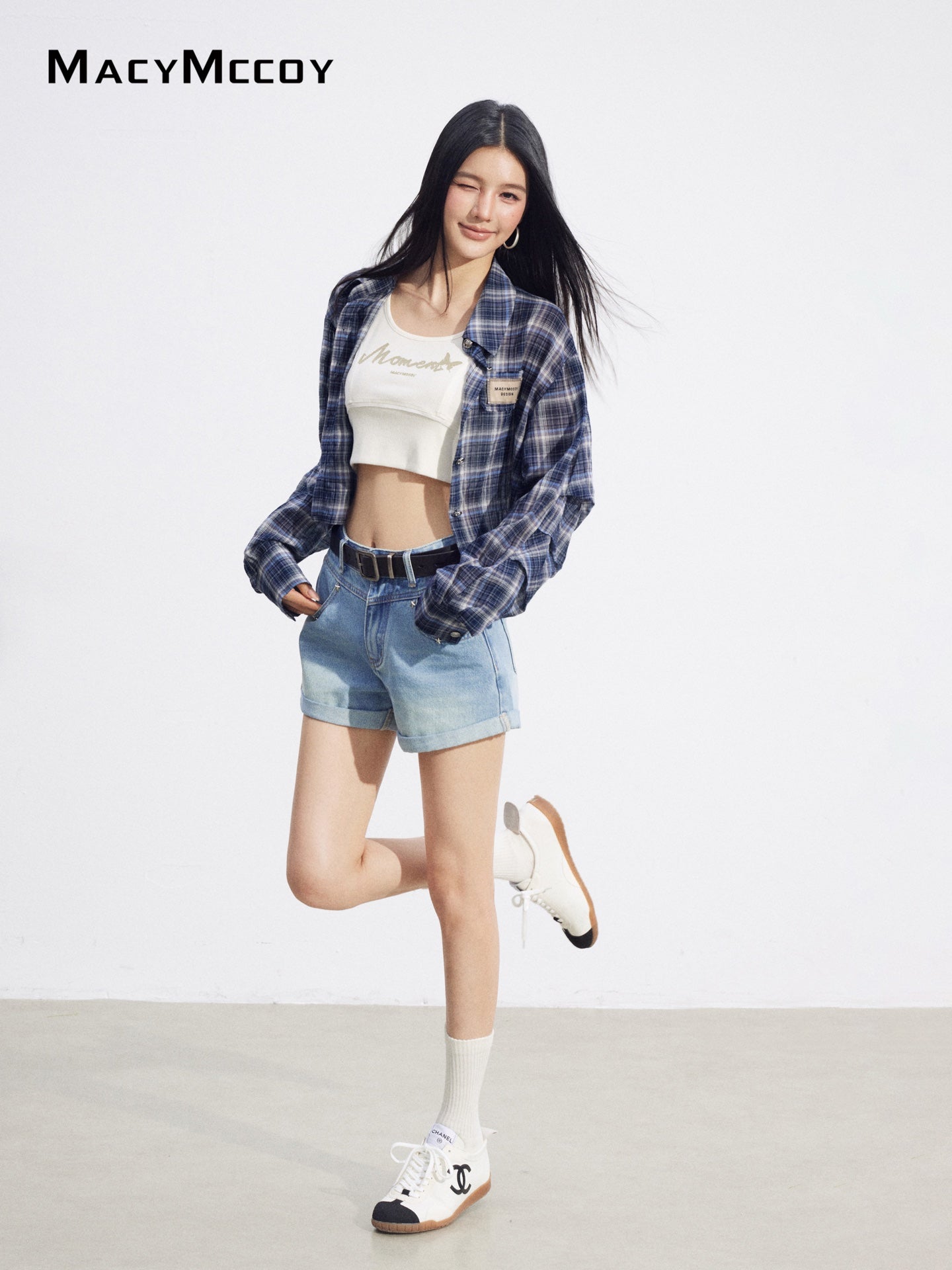 MacyMccoy MMC2026092 Cropped Plaid UV Shirt