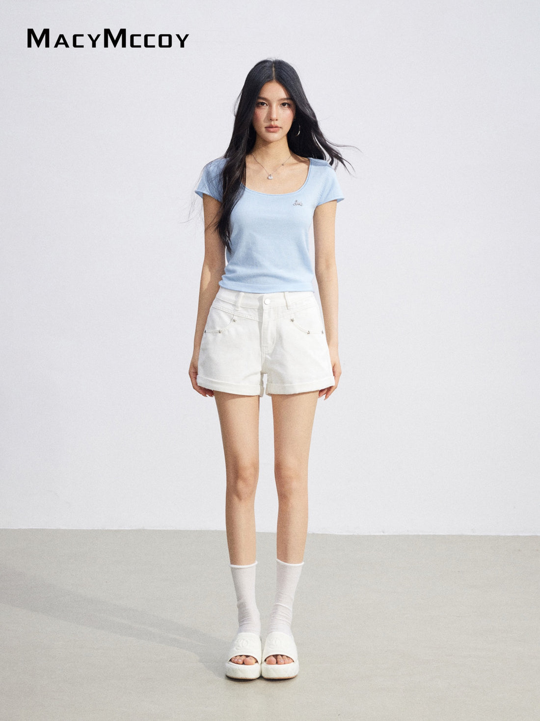 MacyMccoy MMC2026086  Basic U-Neck Top(4color)