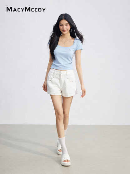 MacyMccoy MMC2026086  Basic U-Neck Top(4color)