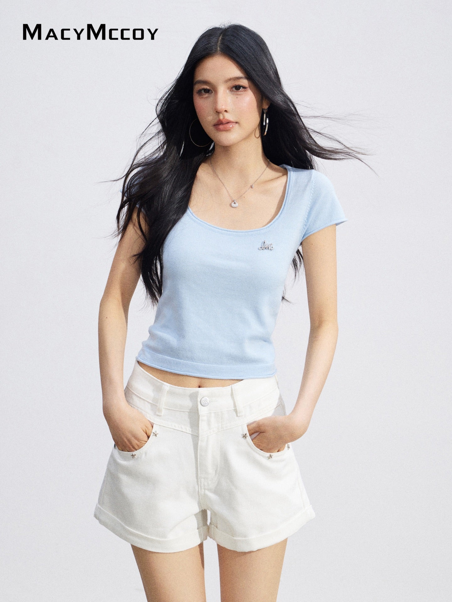 MacyMccoy MMC2026086  Basic U-Neck Top(4color)