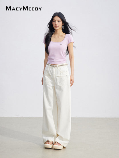 MacyMccoy MMC2026086  Basic U-Neck Top(4color)