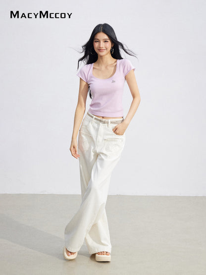 MacyMccoy MMC2026086  Basic U-Neck Top(4color)
