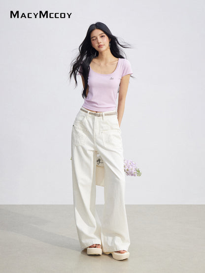 MacyMccoy MMC2026086  Basic U-Neck Top(4color)