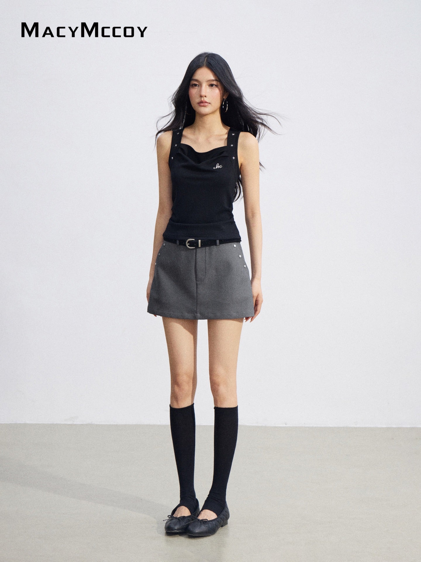 MacyMccoy MMC2026087 Star Ruched Camisole(2color)