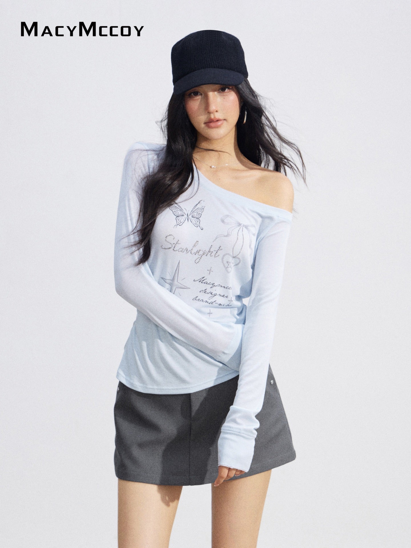 MacyMccoy MMC2026083 One Shoulder UV Top(2color)