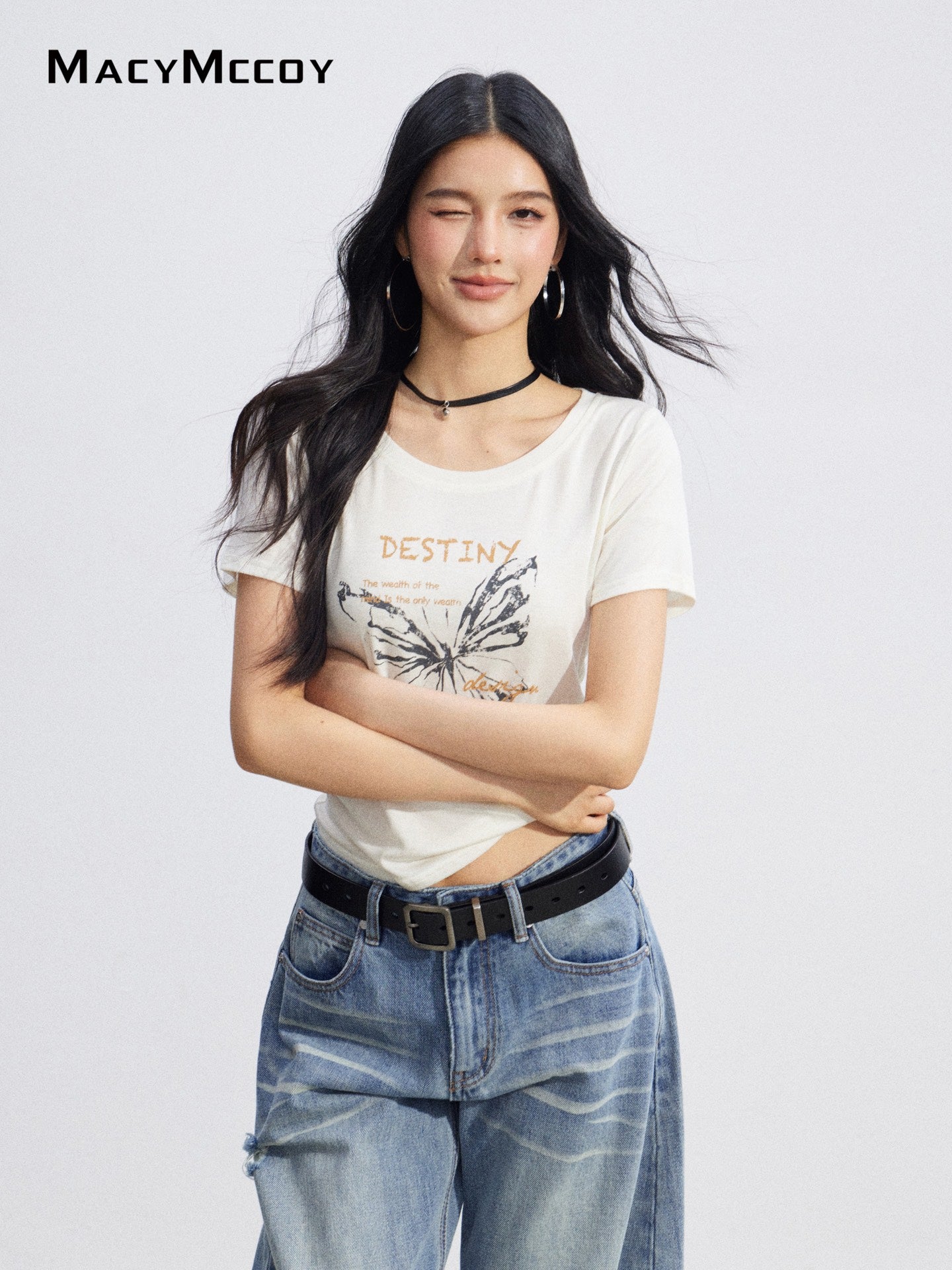 MacyMccoyMMC2026079 Butterfly Print Tee(2color)