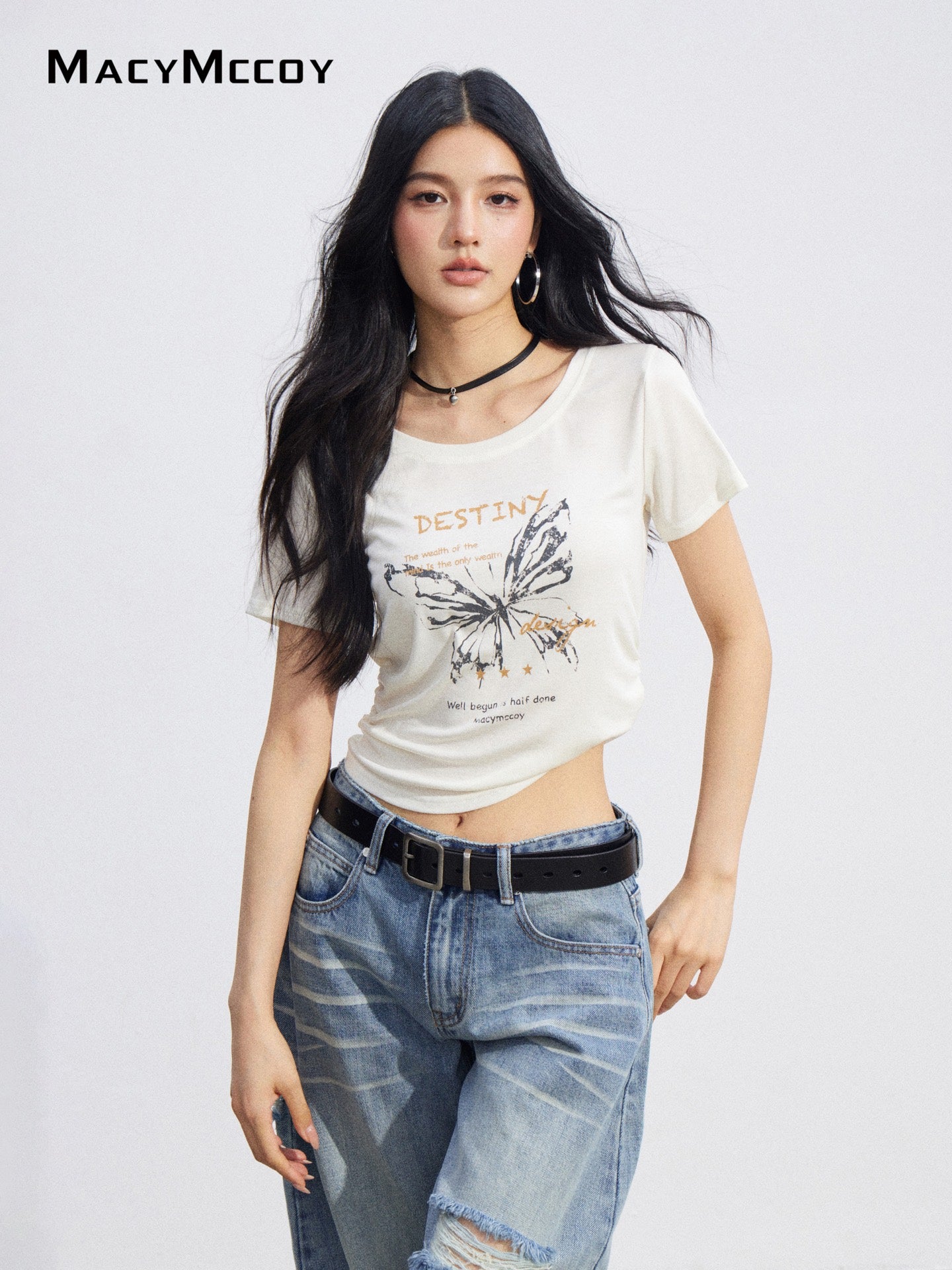 MacyMccoyMMC2026079 Butterfly Print Tee(2color)