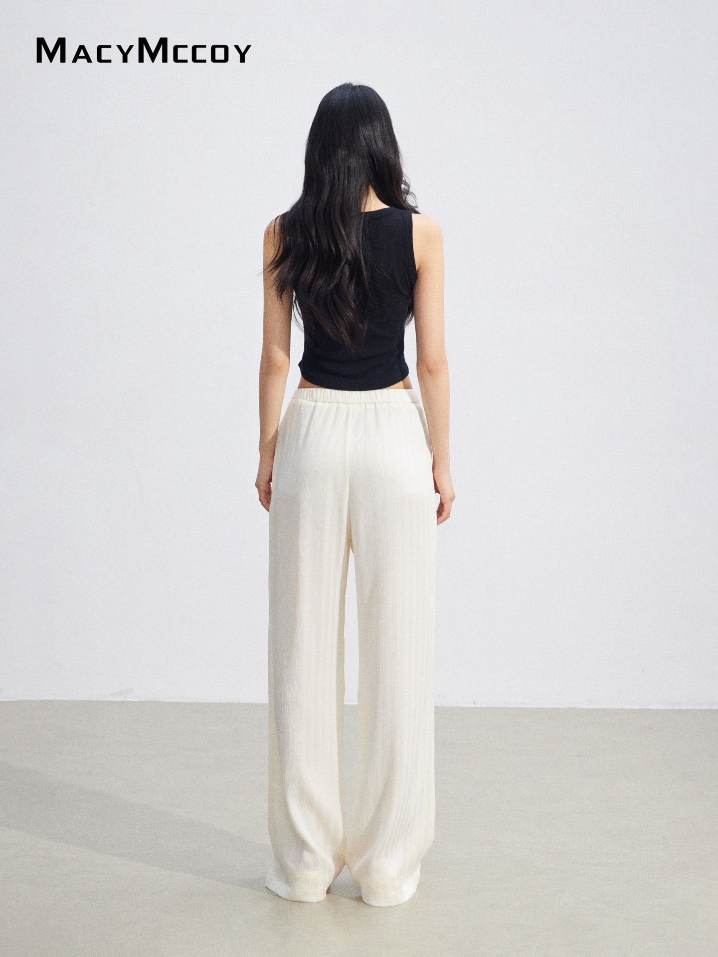 MacyMccoy MMC2026074 Ice Silk Draped Wide Leg Pants(2color)
