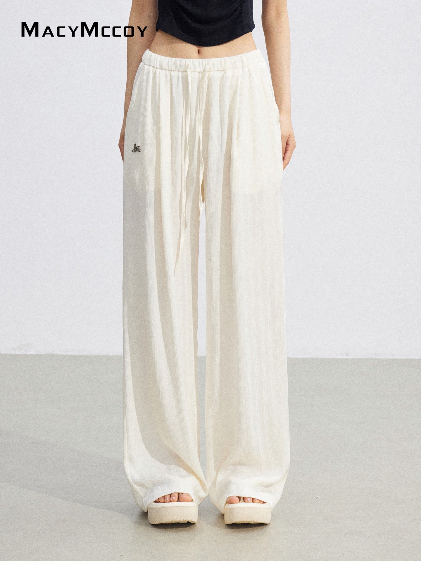 MacyMccoy MMC2026074 Ice Silk Draped Wide Leg Pants(2color)