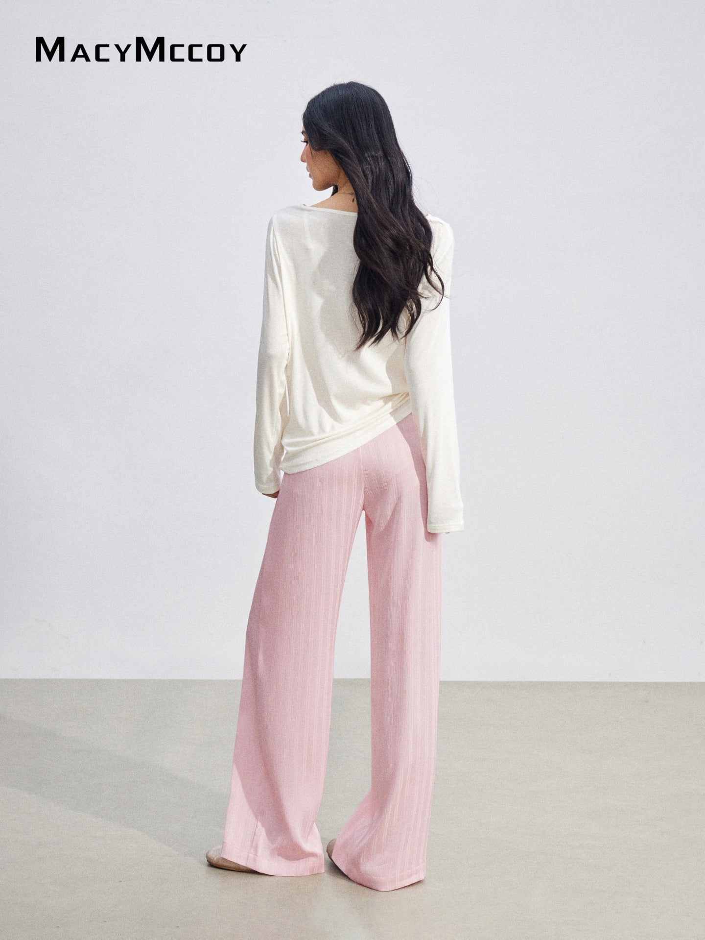 MacyMccoy MMC2026074 Ice Silk Draped Wide Leg Pants(2color)