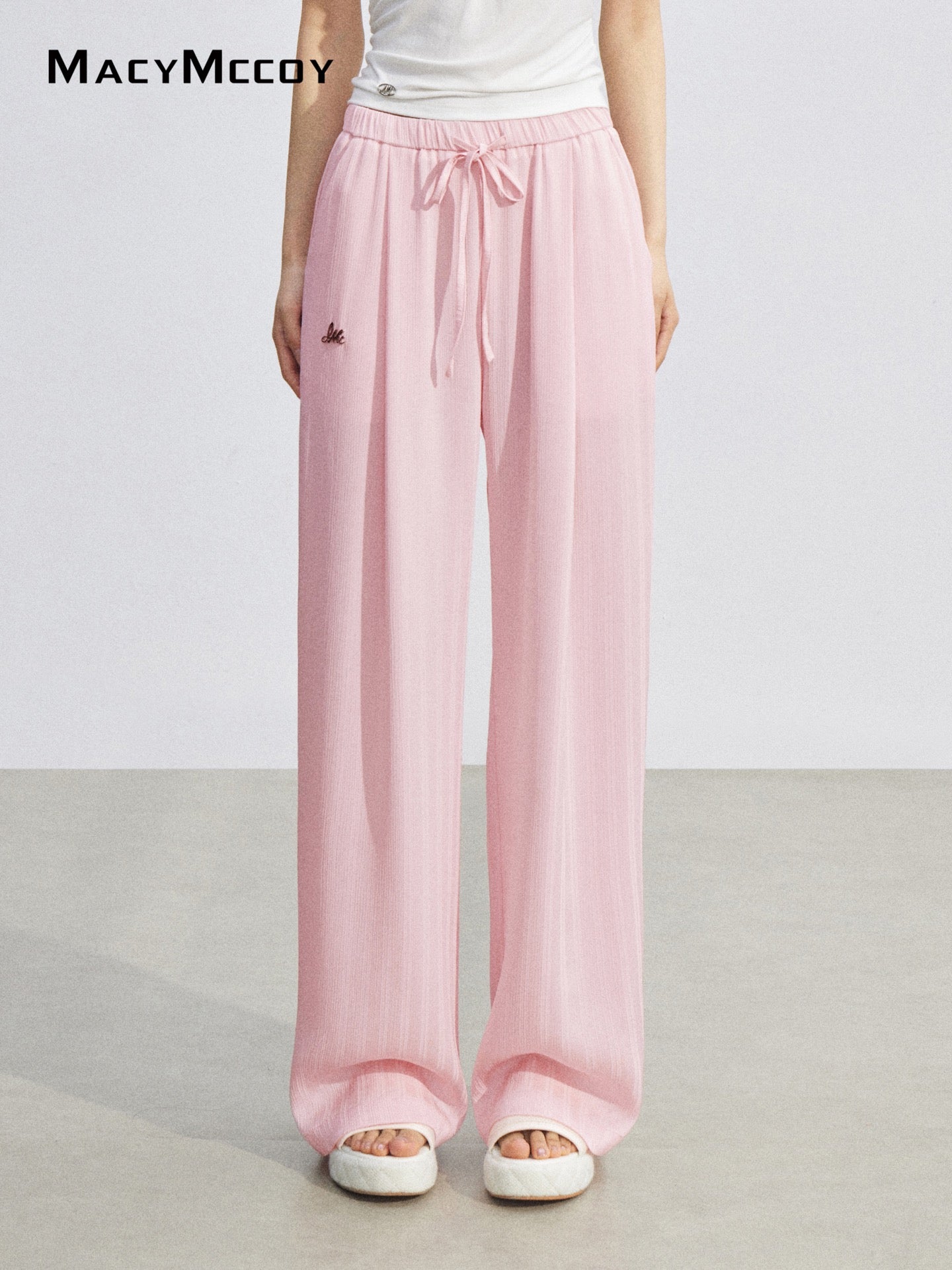 MacyMccoy MMC2026074 Ice Silk Draped Wide Leg Pants(2color)