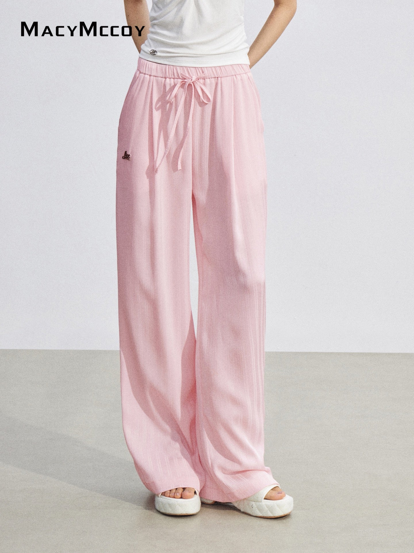 MacyMccoy MMC2026074 Ice Silk Draped Wide Leg Pants(2color)