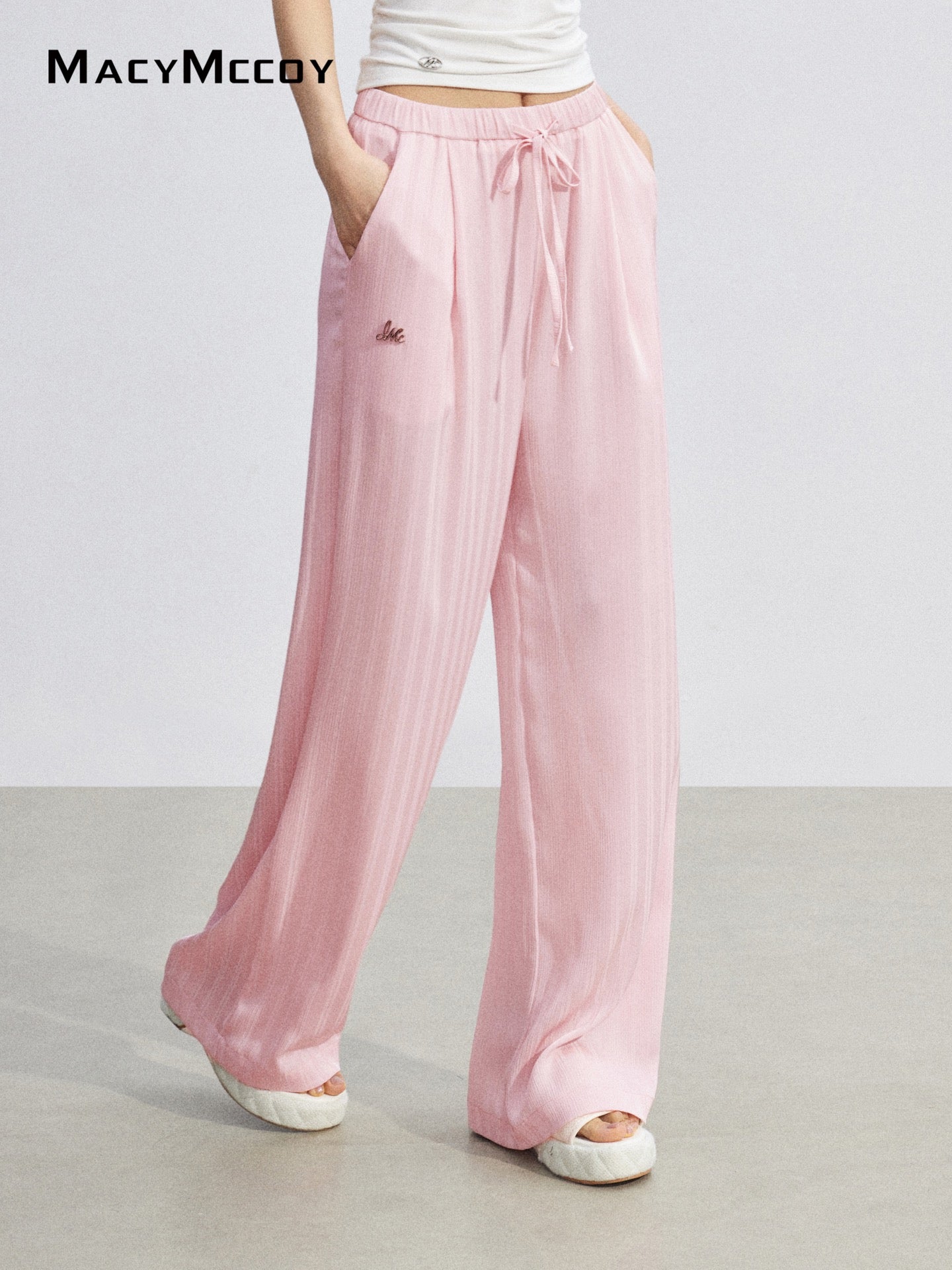 MacyMccoy MMC2026074 Ice Silk Draped Wide Leg Pants(2color)