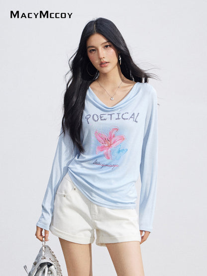 MacyMccoy MMC2026072 Asymmetrical Print UV Top(2color)