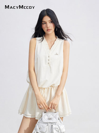 MacyMccoy MMC2026070 Lace Trim Tie Waist Dress (2color)