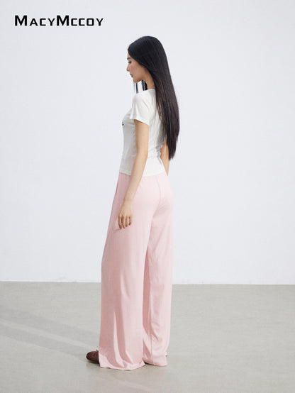MacyMccoy MMC2026068 Lace Trim Wide Leg Pants(2color)