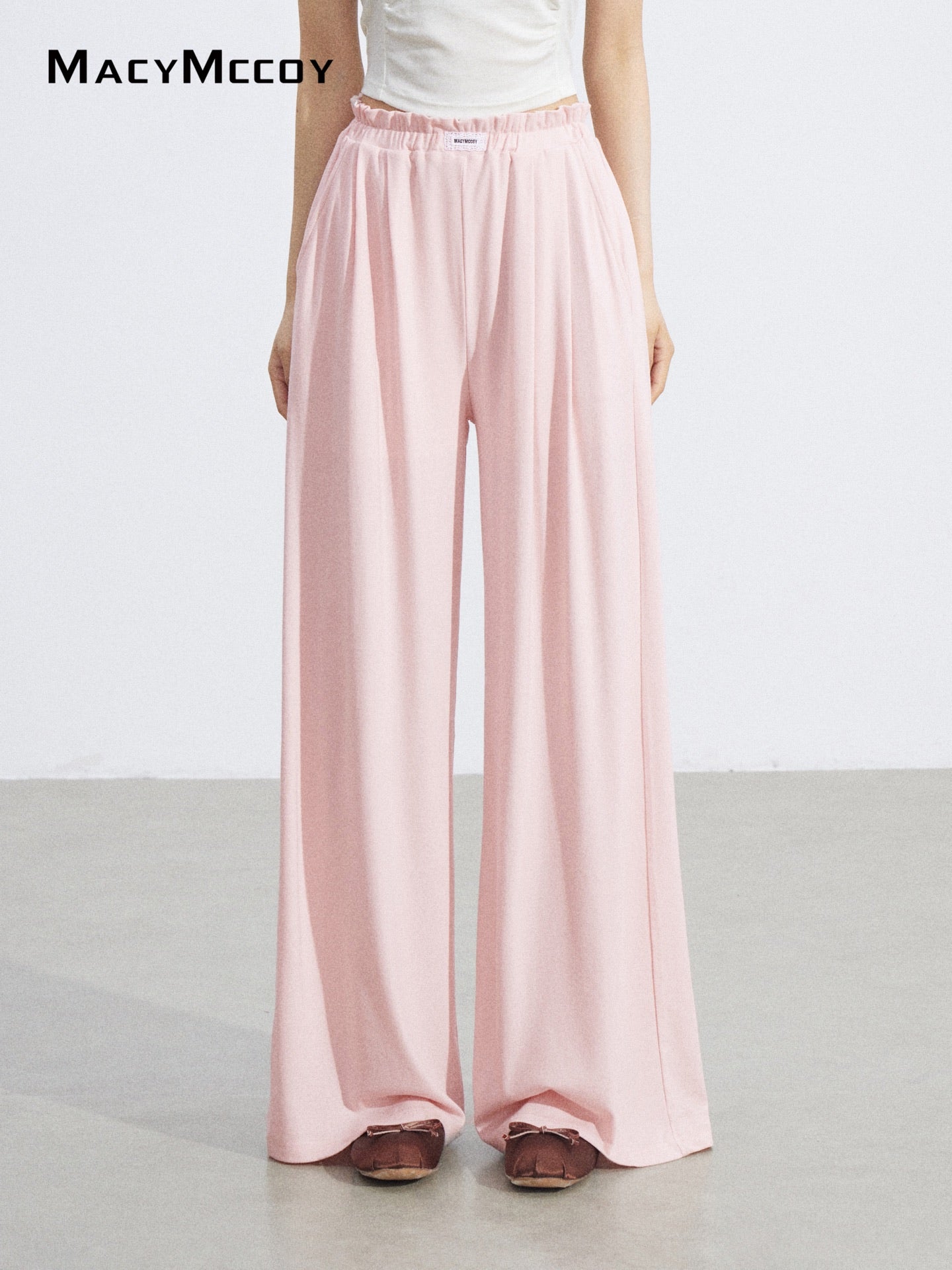MacyMccoy MMC2026068 Lace Trim Wide Leg Pants(2color)