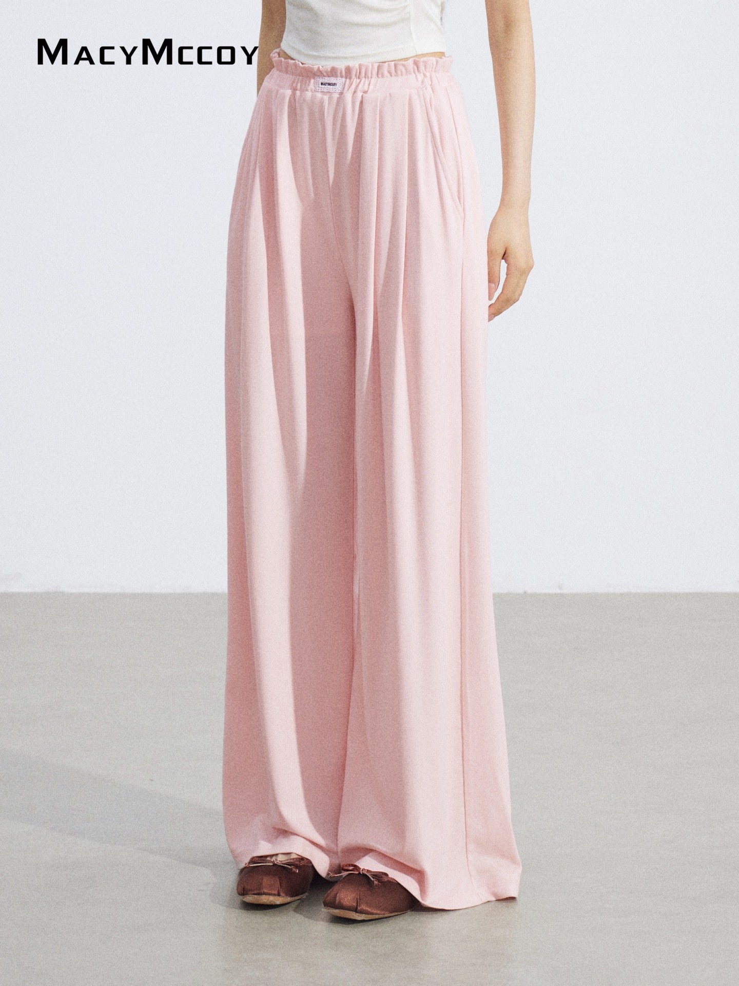 MacyMccoy MMC2026068 Lace Trim Wide Leg Pants(2color)