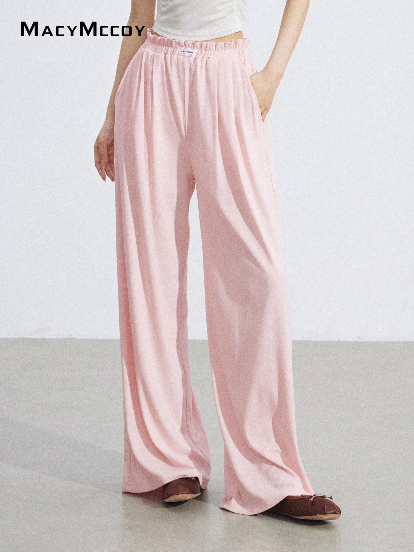 MacyMccoy MMC2026068 Lace Trim Wide Leg Pants(2color)