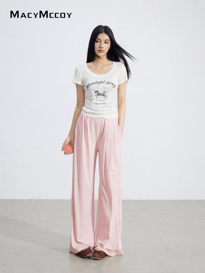MacyMccoy MMC2026068 Lace Trim Wide Leg Pants(2color)