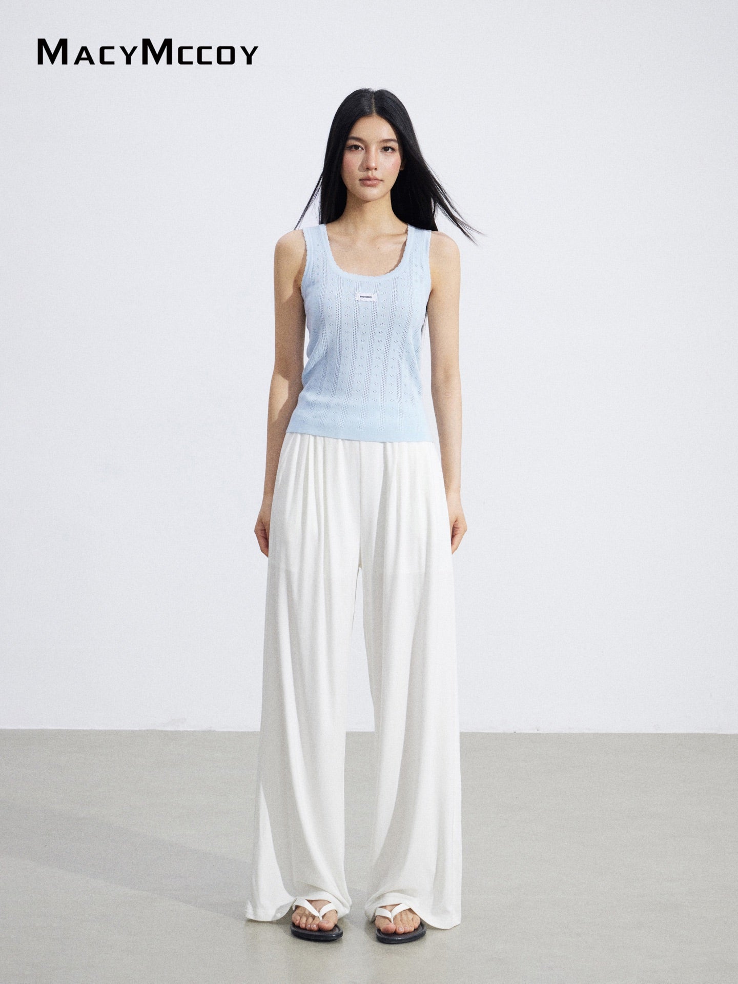 MacyMccoy MMC2026068 Lace Trim Wide Leg Pants(2color)
