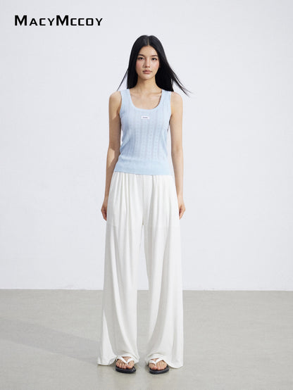 MacyMccoy MMC2026068 Lace Trim Wide Leg Pants(2color)
