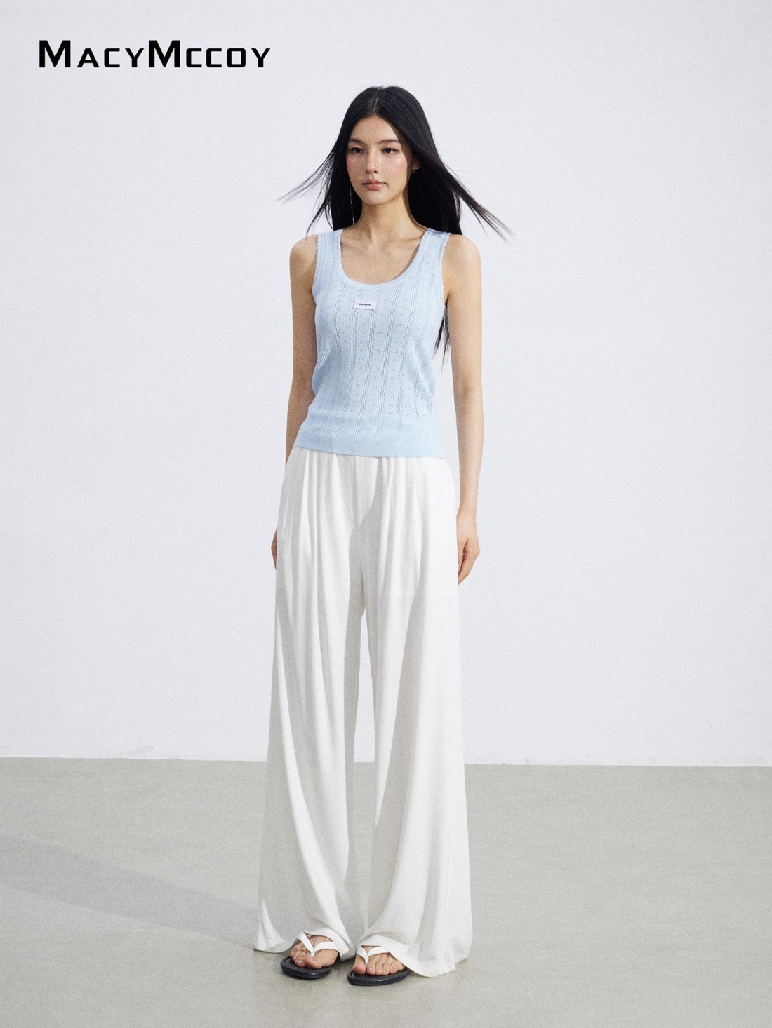 MacyMccoy MMC2026068 Lace Trim Wide Leg Pants(2color)