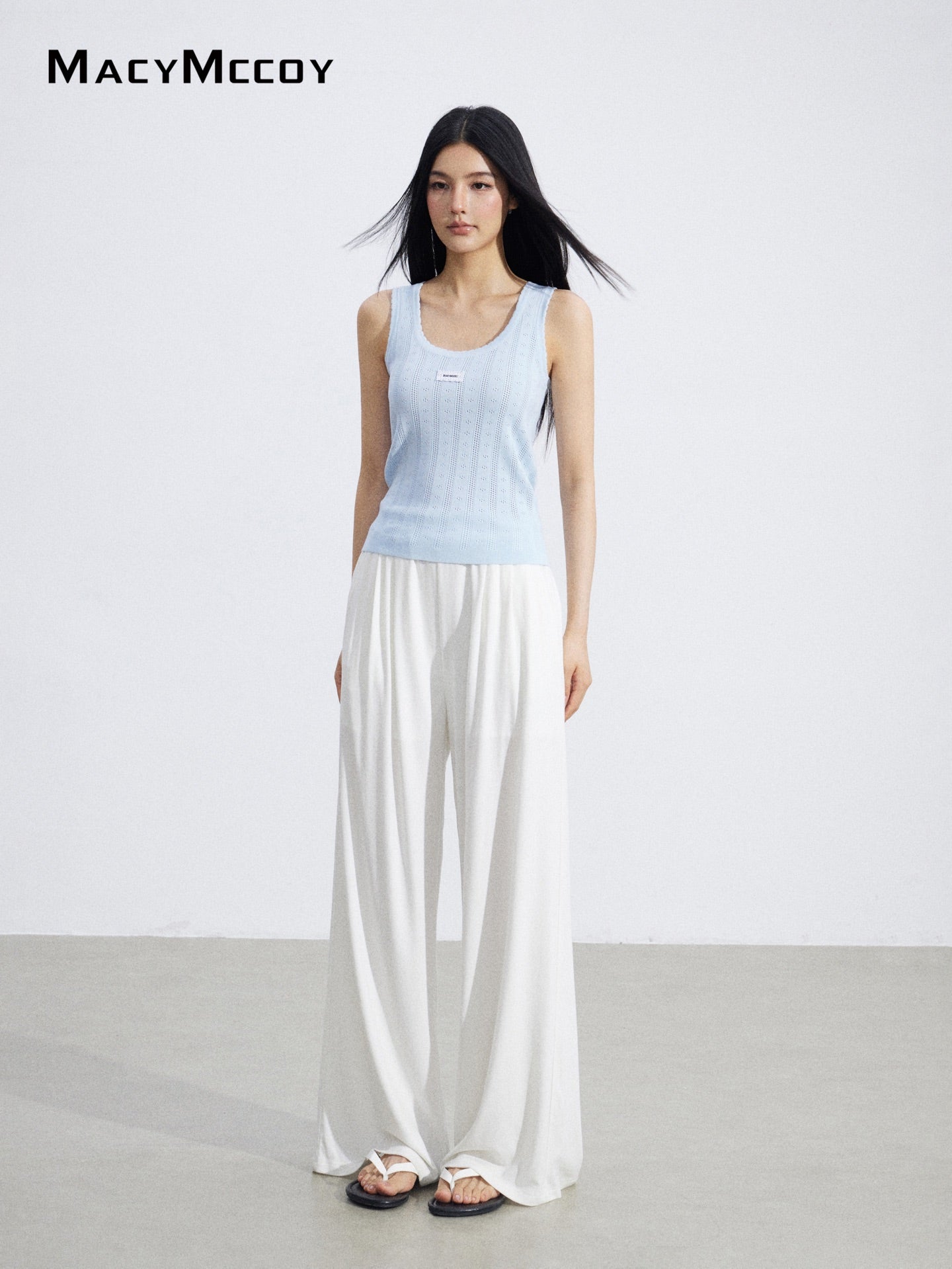 MacyMccoy MMC2026068 Lace Trim Wide Leg Pants(2color)