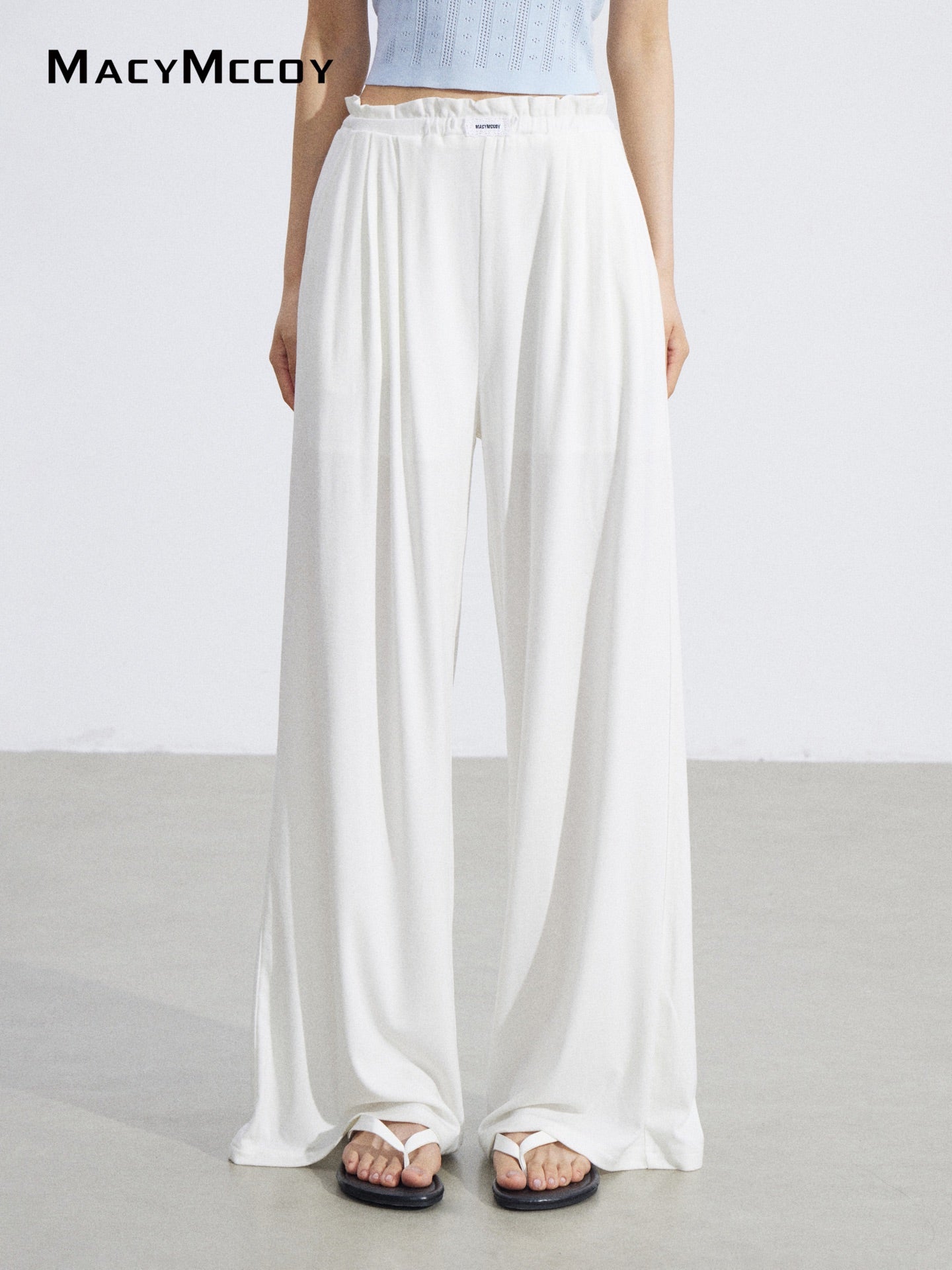 MacyMccoy MMC2026068 Lace Trim Wide Leg Pants(2color)