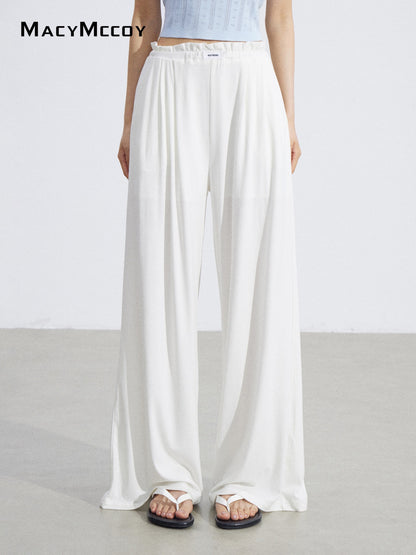 MacyMccoy MMC2026068 Lace Trim Wide Leg Pants(2color)