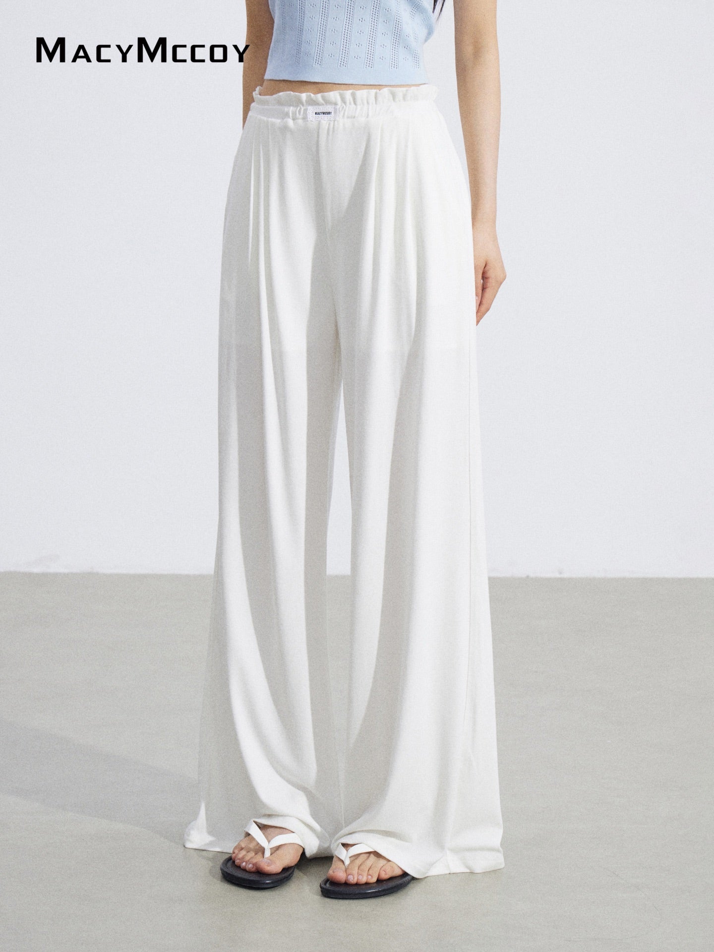 MacyMccoy MMC2026068 Lace Trim Wide Leg Pants(2color)