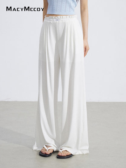 MacyMccoy MMC2026068 Lace Trim Wide Leg Pants(2color)