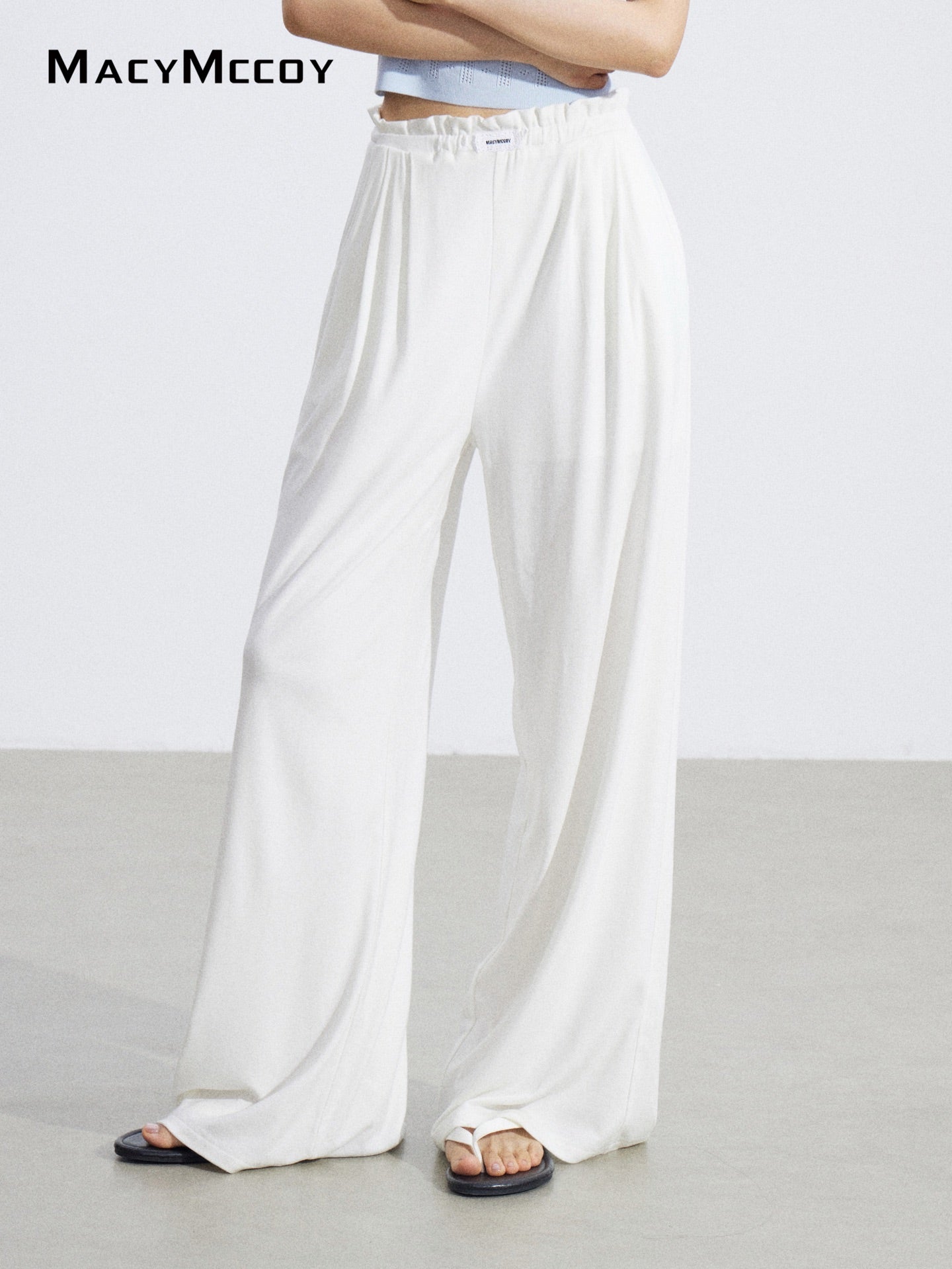 MacyMccoy MMC2026068 Lace Trim Wide Leg Pants(2color)