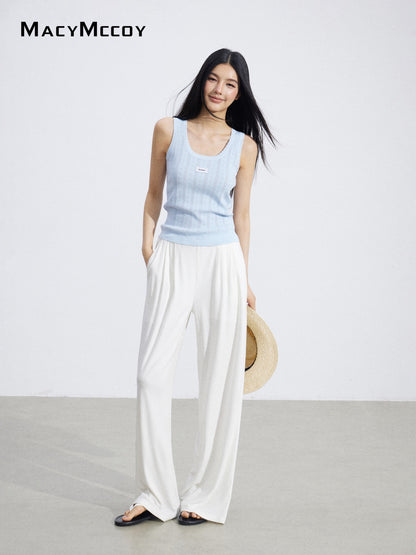 MacyMccoy MMC2026068 Lace Trim Wide Leg Pants(2color)