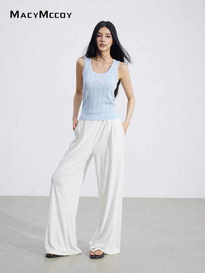 MacyMccoy MMC2026068 Lace Trim Wide Leg Pants(2color)