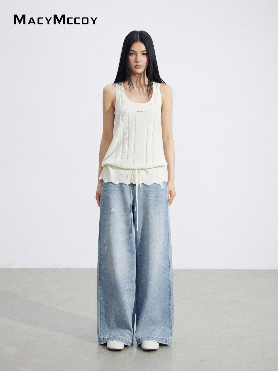 MacyMccoy MMC2026066 Drawstring Knit Tank Top