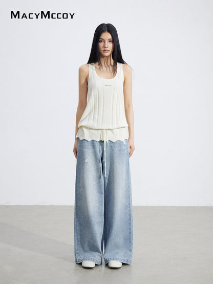 MacyMccoy MMC2026066 Drawstring Knit Tank Top