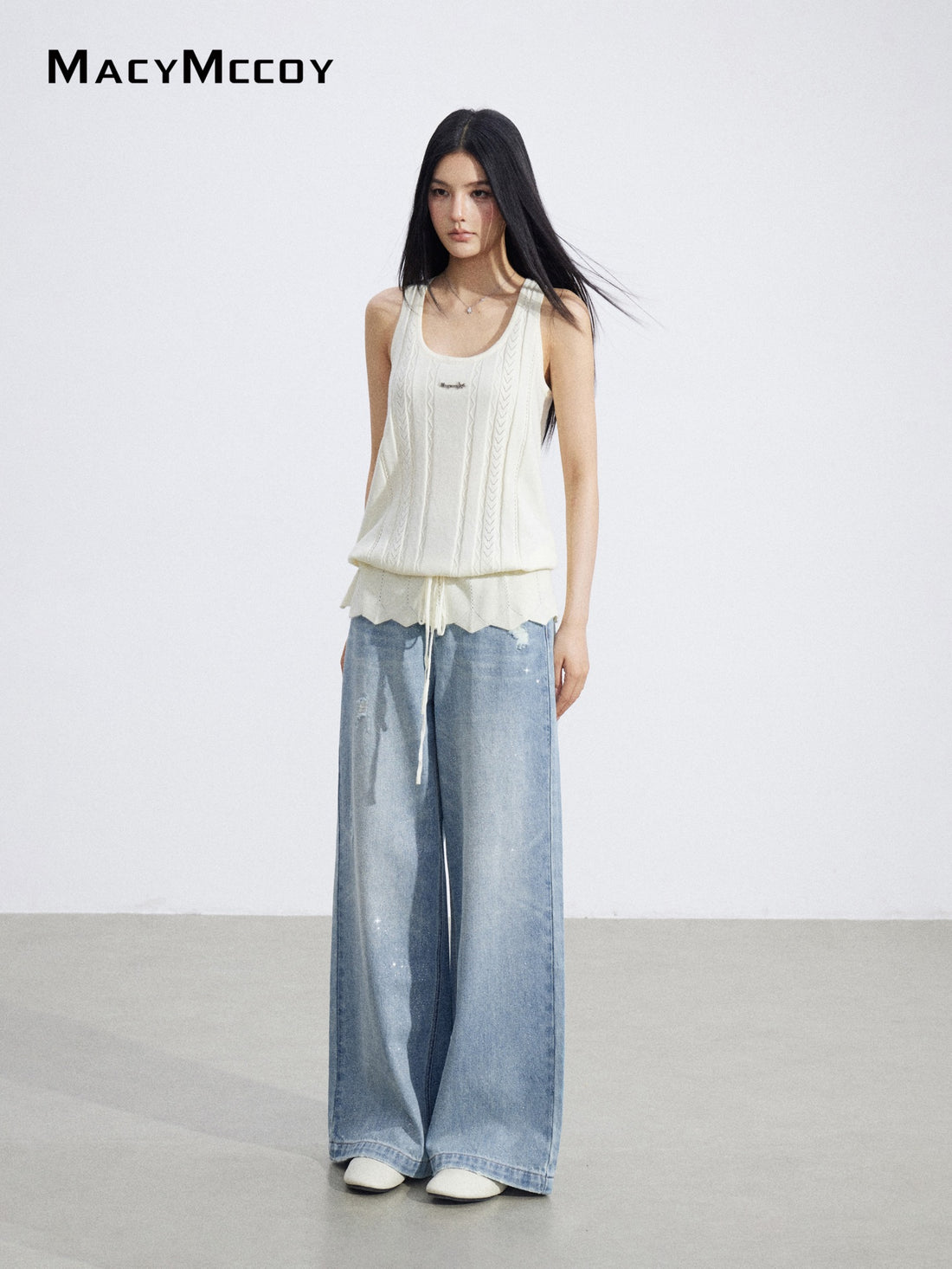 MacyMccoy MMC2026066 Drawstring Knit Tank Top
