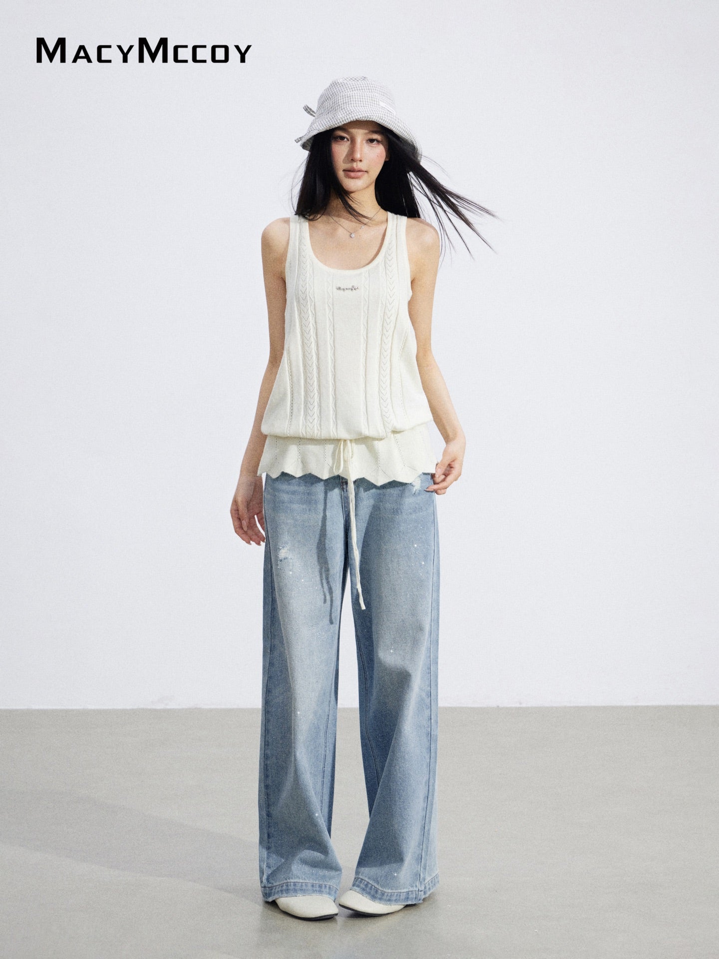 MacyMccoy MMC2026066 Drawstring Knit Tank Top
