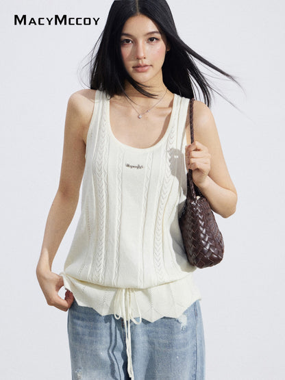 MacyMccoy MMC2026066 Drawstring Knit Tank Top