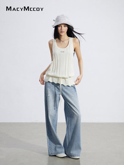 MacyMccoy MMC2026066 Drawstring Knit Tank Top