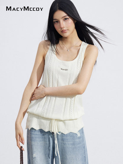 MacyMccoy MMC2026066 Drawstring Knit Tank Top