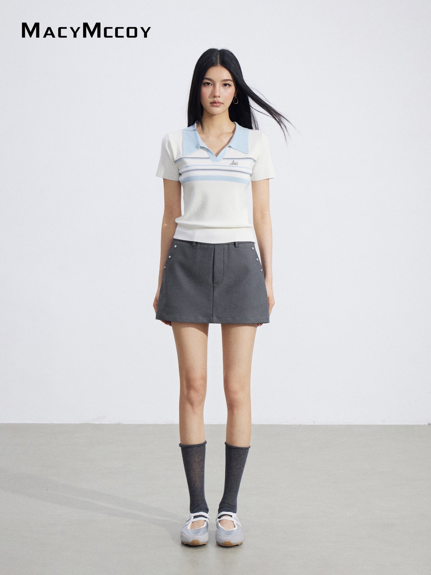 MacyMccoy MMC2026063 Striped Ice Silk Polo Tee