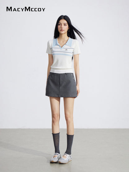 MacyMccoy MMC2026063 Striped Ice Silk Polo Tee