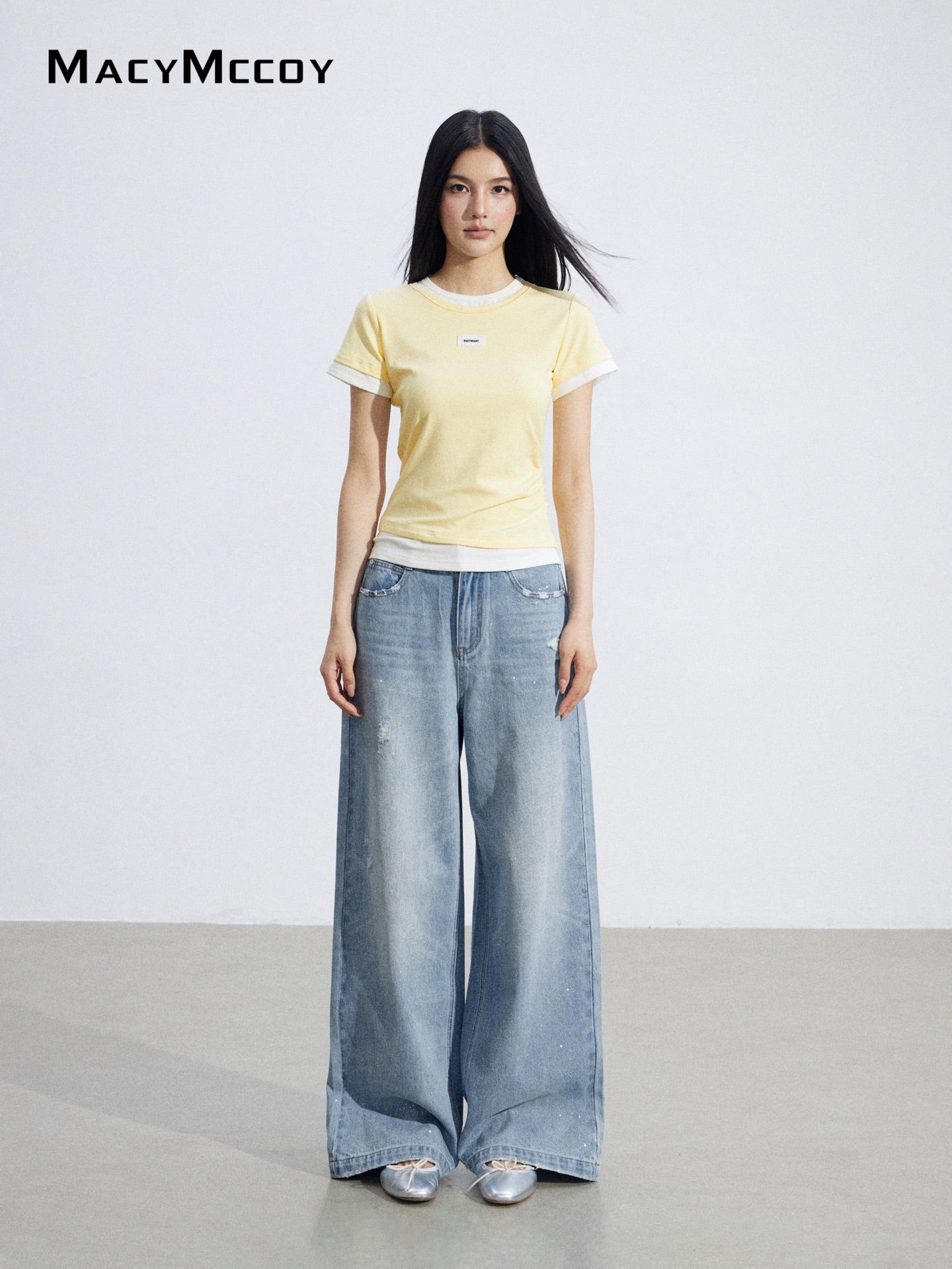 MacyMccoy MMC2026064 Faux Two-Piece Asymmetrical Tee