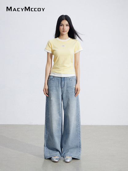 MacyMccoy MMC2026064 Faux Two-Piece Asymmetrical Tee