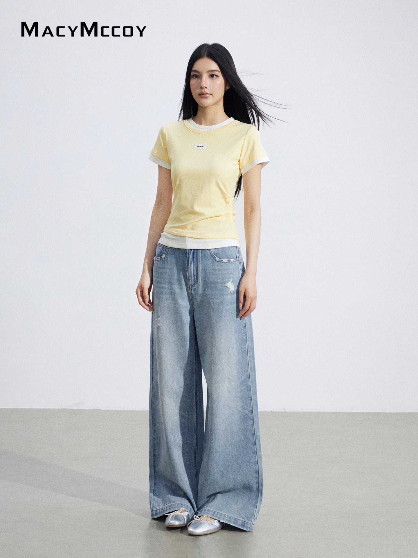 MacyMccoy MMC2026064 Faux Two-Piece Asymmetrical Tee